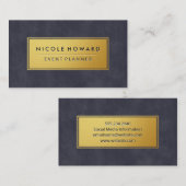 金ゴールドフレーム深い紫ブルーテクスチャ 名刺 (正面/裏面)