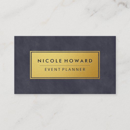 金ゴールドフレーム深い紫ブルーテクスチャ 名刺 (正面)