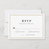 金ゴールドフレーム白黒の結婚式のRSVPカード 出欠カード (正面)