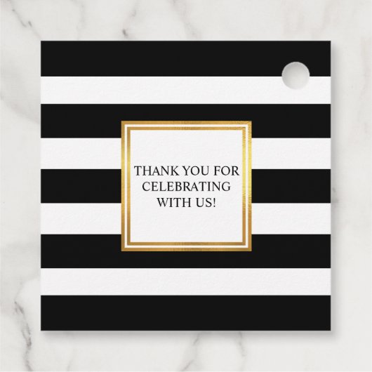 金ゴールドフレーム白黒ストライプモノグラム結婚ズ フェイバータグ (裏面)