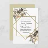 金ゴールドフレーム紅葉フローラ日付の保存 セーブザデート (正面/裏面)