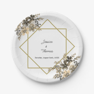 金ゴールドフレーム紅葉フローラ結婚披露宴 ペーパープレート