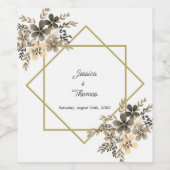 金ゴールドフレーム紅葉フローラ結婚披露宴 ワインラベル (シングルラベル)