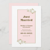 金ゴールドフレーム結婚ピンク 案内状 (正面/裏面)