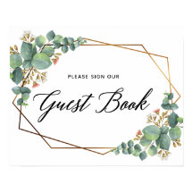 金ゴールドフレーム結婚ユーカリのゲストブックサイン