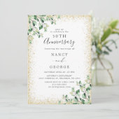 金ゴールドフレーム緑の葉50結婚周年 招待状 (スタンド正面)