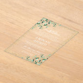 金ゴールドフレーム緑葉のイスラムAqiqa Aqeqa アクリル招待状 (レイダウン)