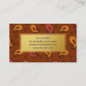 金ゴールドフレーム芸術的ペイズリー 名刺 (裏面)