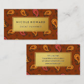 金ゴールドフレーム芸術的ペイズリー 名刺 (正面/裏面)