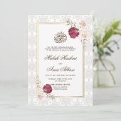 金ゴールドフレーム華美フローライスラム結婚教徒 招待状 (スタンド正面)