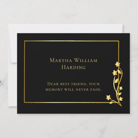 金ゴールドフレーム葬儀フォトスクリプエレガントトありがとう サンキューカード (裏面)