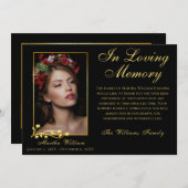 金ゴールドフレーム葬儀フォトスクリプエレガントトありがとう サンキューカード (正面/裏面)