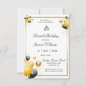 金ゴールドフレーム装飾バルーン誕生日 招待状 (正面)