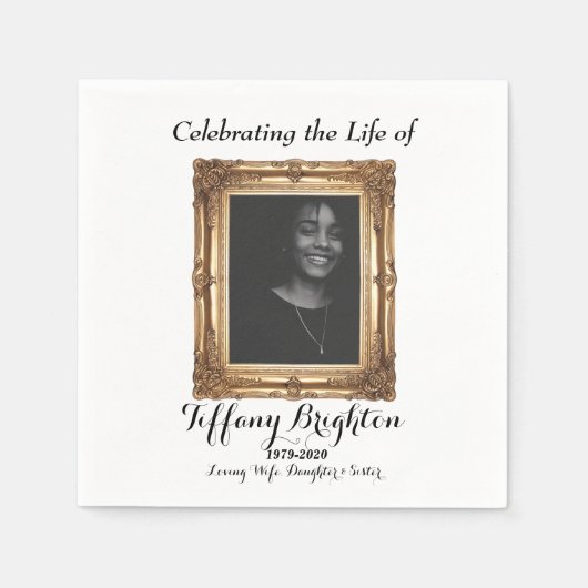 金ゴールドフレーム記念ナプキン スタンダードカクテルナプキン (正面)