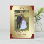 金ゴールドフレーム赤縁どクリスマス喜び シーズンカード (スタンド正面)