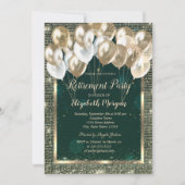 金ゴールドフレーム連続バルーン緑の削除 招待状 (正面)