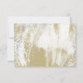 金ゴールドフレーム銀および金ゴールドの(ばちゃばちゃ)跳ねる結婚 出欠カード (裏面)