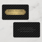 金ゴールドフレーム黒ストライプ色の黒 名刺 (正面/裏面)