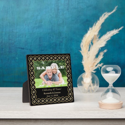 金ゴールドフレーム40結婚周年記念テンプレート フォトプラーク (インサイチュ)