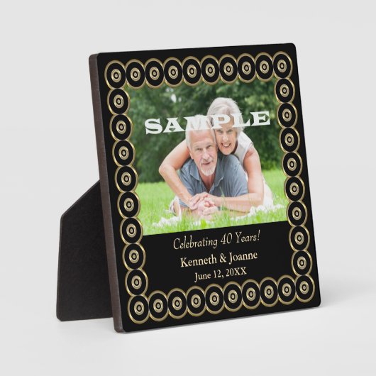 金ゴールドフレーム40結婚周年記念テンプレート フォトプラーク (正面)