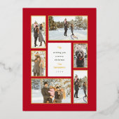 金ゴールドフレーム6フォトギャラリークリスマスフォイルホリデー 箔シーズンカード (正面)