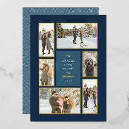 金ゴールドフレーム6フォトギャラリークリスマスフォイルホリデー 箔シーズンカード