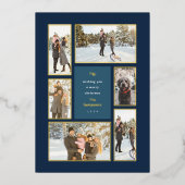 金ゴールドフレーム6フォトギャラリークリスマスフォイルホリデー 箔シーズンカード (正面)