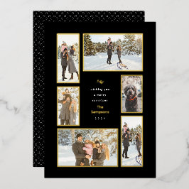 金ゴールドフレーム6フォトギャラリークリスマスフォイルホリデー 箔シーズンカード