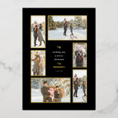 金ゴールドフレーム6フォトギャラリークリスマスフォイルホリデー 箔シーズンカード (正面)