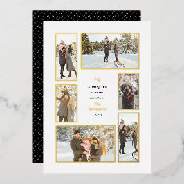 金ゴールドフレーム6フォトギャラリークリスマスフォイルホリデー 箔シーズンカード