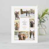 金ゴールドフレーム6フォトギャラリークリスマスフォイルホリデー 箔シーズンカード (立ち正面)