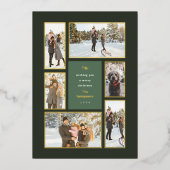 金ゴールドフレーム6フォトギャラリークリスマスフォイルホリデー 箔シーズンカード (正面)