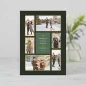 金ゴールドフレーム6フォトギャラリークリスマスフォイルホリデー 箔シーズンカード (立ち正面)