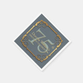 金ゴールドフレーム75番目の誕生祝い紙ナプキン スタンダードカクテルナプキン (角)