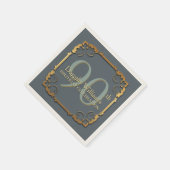 金ゴールドフレーム90番目の誕生祝い紙ナプキン スタンダードカクテルナプキン (角)