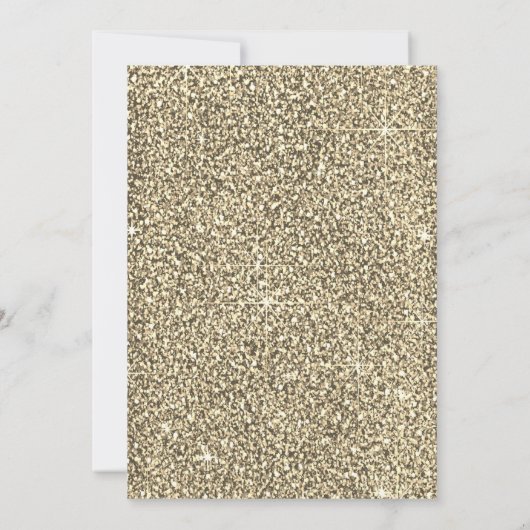 金ゴールドフレーム、グリッター緑の花の定年 招待状 (裏面)