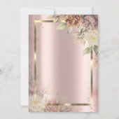 金ゴールドフレーム、バラ金ゴールド赤面花の退職 招待状 (裏面)