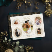 金ゴールドフレーム&ボタニカルアクセントのクリームの卒業 招待状