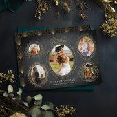 金ゴールドフレーム&ボタニカルアクセント黒卒業 招待状