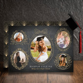 金ゴールドフレーム&ボタニカルアクセント黒卒業 招待状