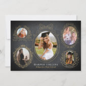 金ゴールドフレーム&ボタニカルアクセント黒卒業 招待状 (正面)