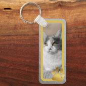 金ゴールドフレーム+ポーズペット写真キーチェーン キーホルダー (正面)