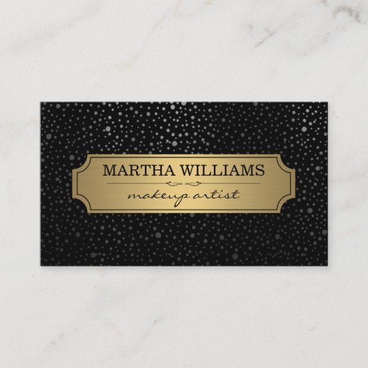 金ゴールドフレーム（メタリックドットパターンブラック） 名刺 (正面)