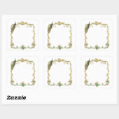 金ゴールドフレーム「日付を保存」ステッカー付き孔雀 スクエアシール (シート)