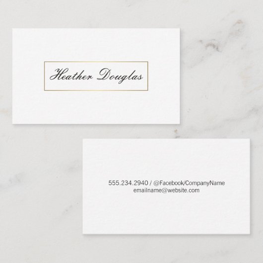 金ゴールドフレーム/曲面タイポグラフィ 名刺 (正面/裏面)