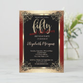 金ゴールドフレーム,紙吹雪赤50th誕生日パーティー 招待状 (スタンド正面)