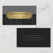 金ゴールドフレーム(金属製のドットとドット付きストライプ) 名刺 (正面/裏面)