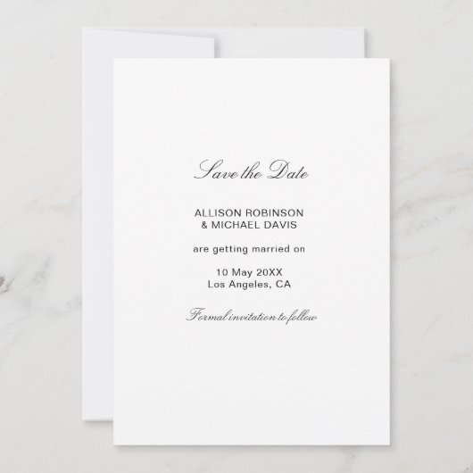 金ゴールドフレームnavy赤面フローラ保存デイトカード 招待状 (裏面)