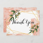 金ゴールドフレーモダンムアイボリー緑のフローラありがとう ポストカード (正面/裏面)