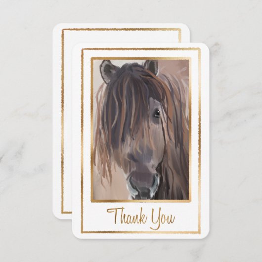 金ゴールドフレー絵画ム馬のサンキューカード サンキューカード (正面/裏面)
